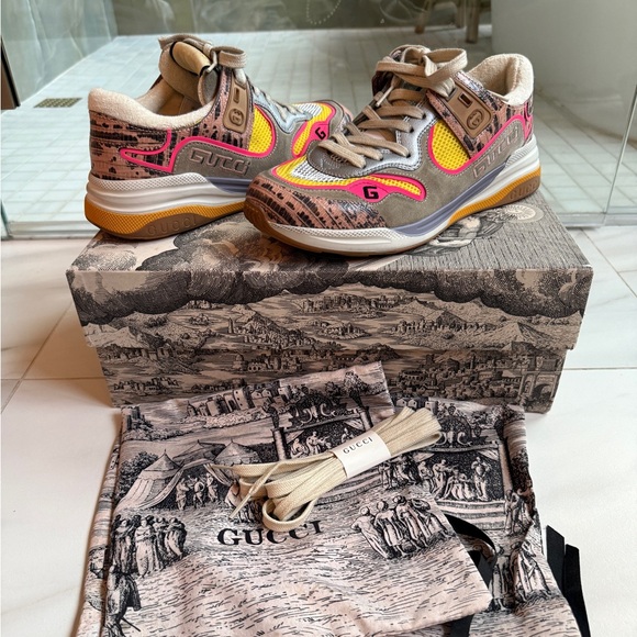 Gucci Shoes | NWT Gucci Women's Ultrapace Lizard Leather Sneakers - Box Included - Picture 7 of 11